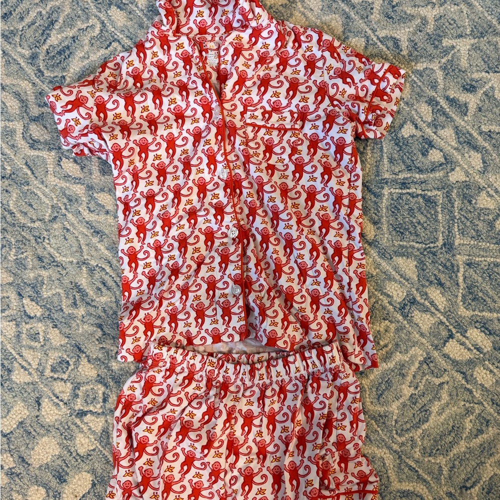 Red Monkey Print Kids Pajamas